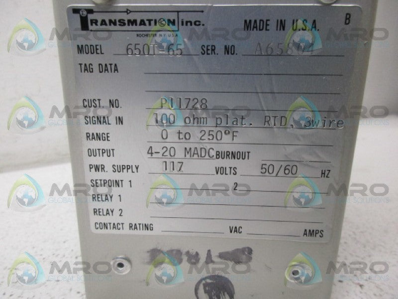 TRANSMATION 650T-65 TRANSMITTER UNMP