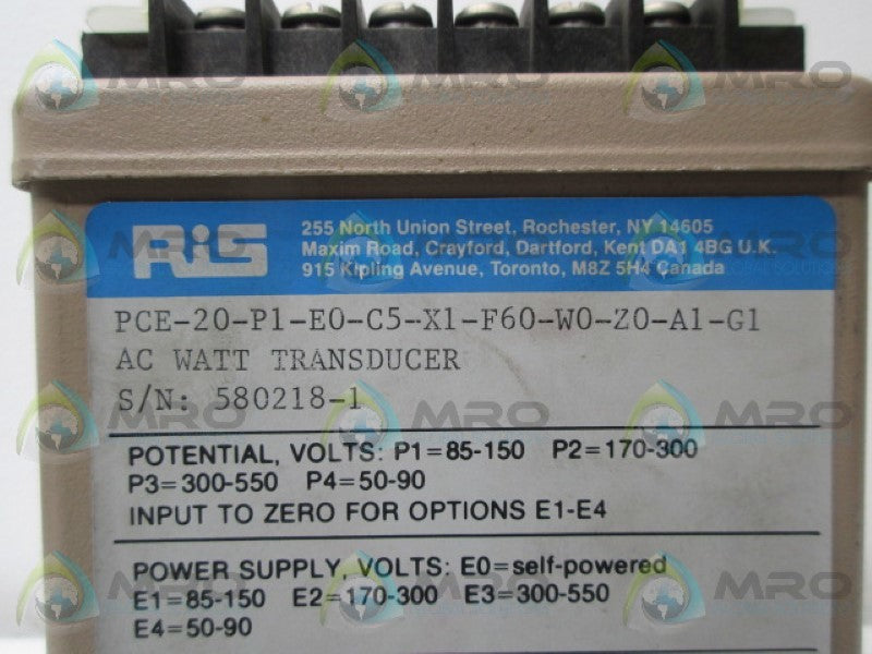 RIS PCE-20-P1-E0-C5-X1-F60-W0-Z0-A1 UNMP