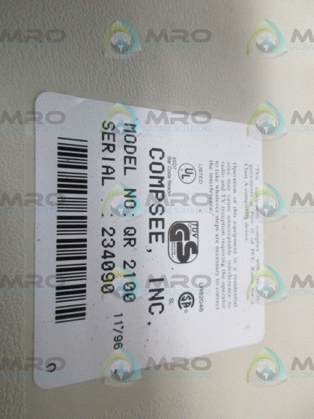 COMPSEE QR2100 BARCODE READER UNMP