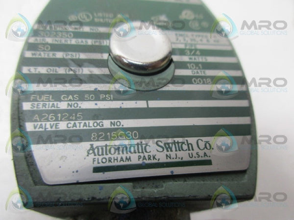 ASCO 8215G30 GAS VALVE UNMP