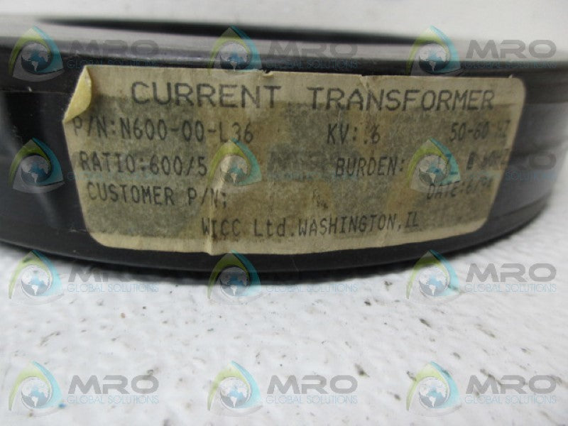 WICC N600-00-L36 CURRENT TRANSFORMER UNMP