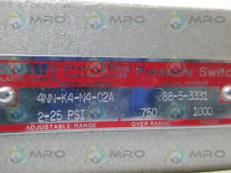 SOR 4NN-K4-N4-C2A PRESSURE SWITCH 2-25 PSI UNMP