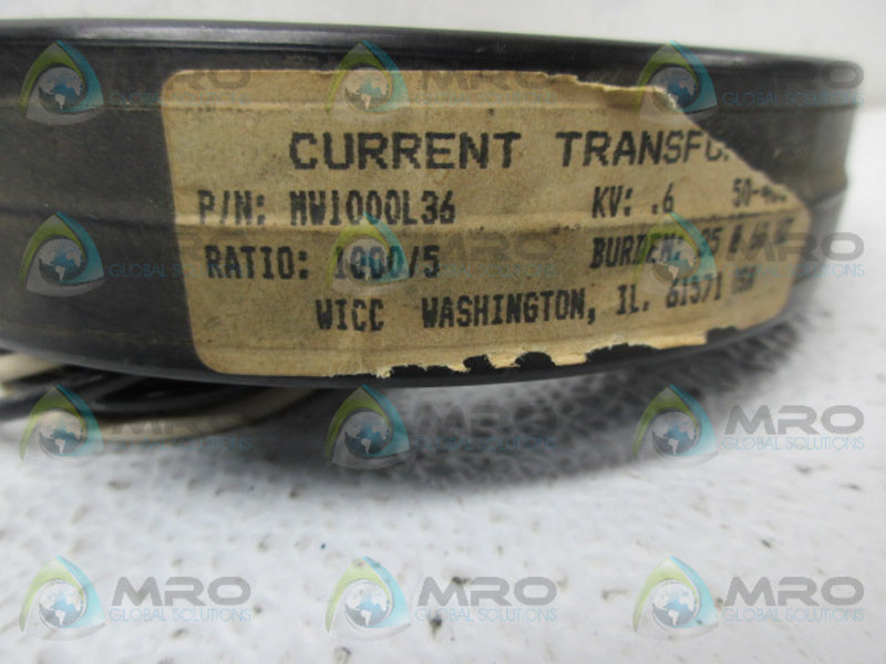 WICC MW1000L36 CURRENT TRANSFORMER UNMP