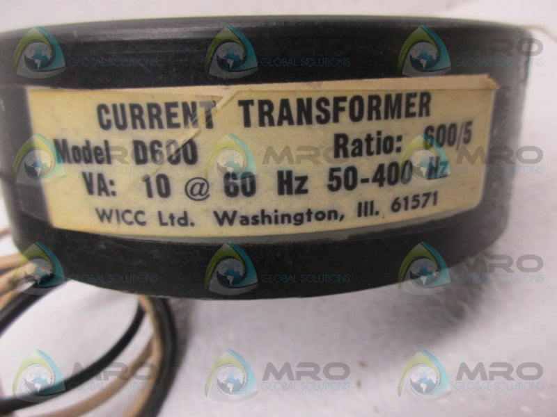 WICC D600 CURRENT TRANSFORMER UNMP