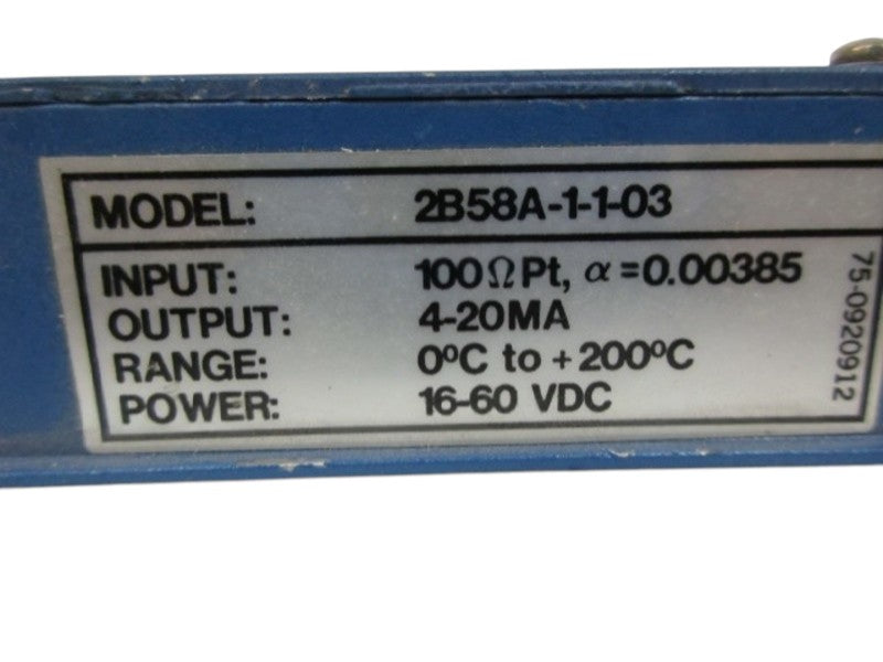 ANALOG DEVICES 2B58A-11-03 THERMOCOUPLE TRANSMITTER UNMP