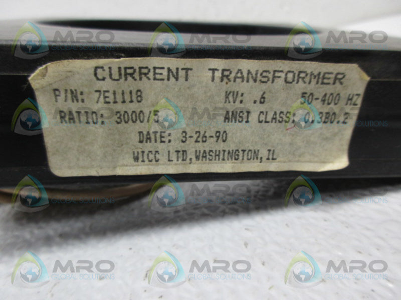 WICC LTD 7E1118 CURRENT TRANSFORMER UNMP