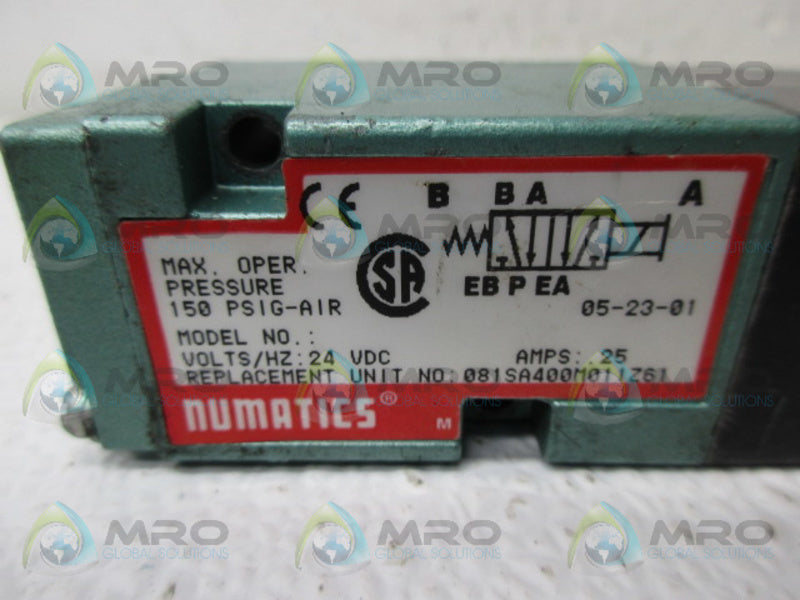 NUMATICS 081SA400M011Z61 SOLENOID VALVE UNMP