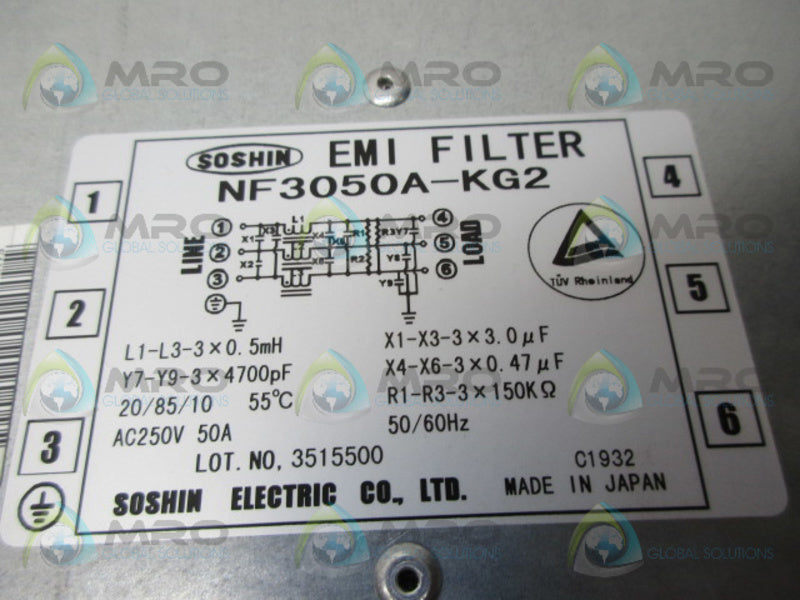 SOSHIN NF3050A-KG2 EMI FILTER UNMP