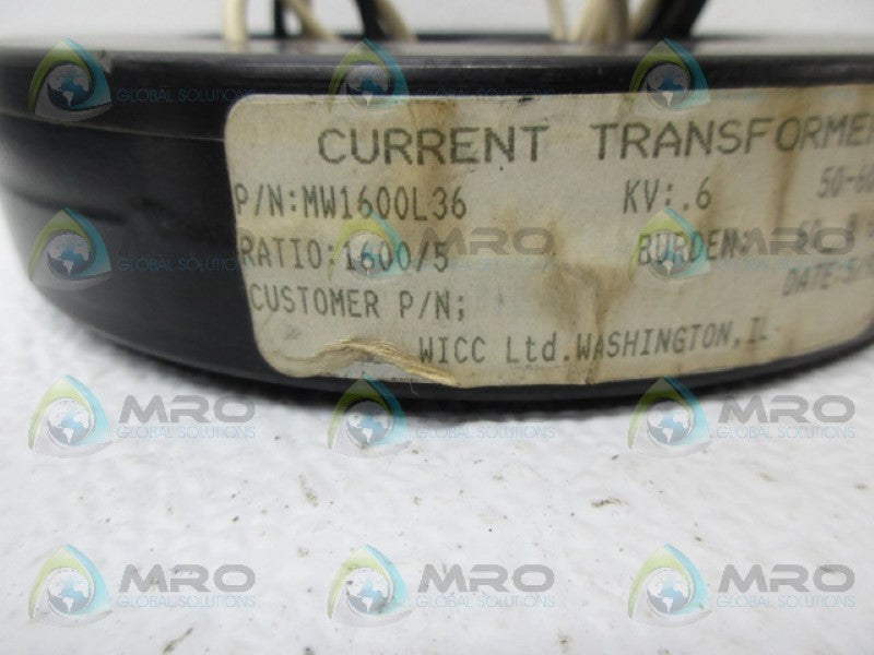 WICC MW1600L36 CURRENT TRANSFORMER UNMP