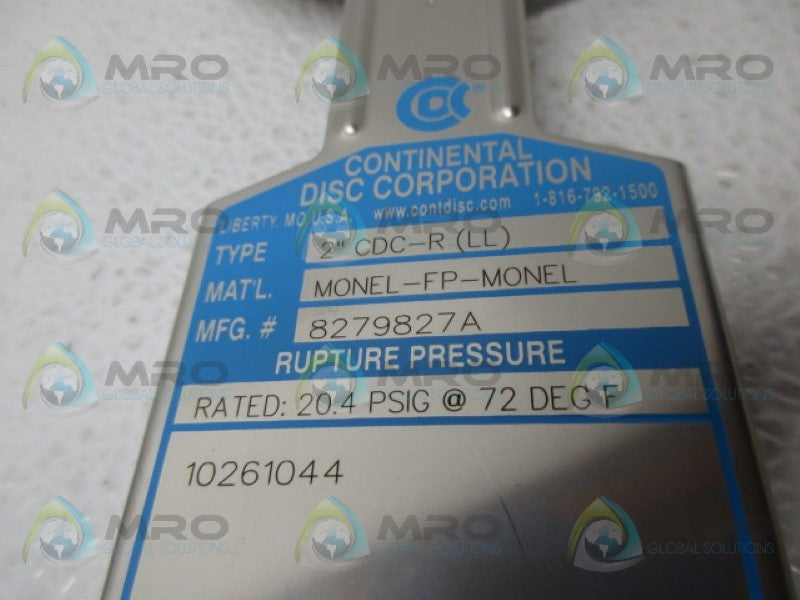 CONTINENTAL DISC 8279827A CDC-R RUPTURE DISC 2" NSMP