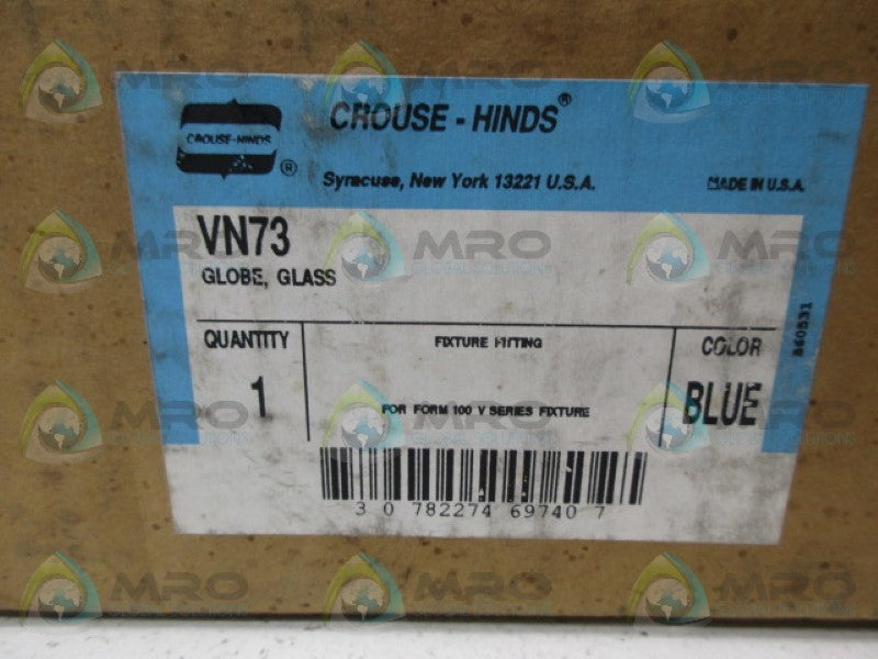 CROUSE-HINDS VN73 BLUE GLOBE GLASS NSFS