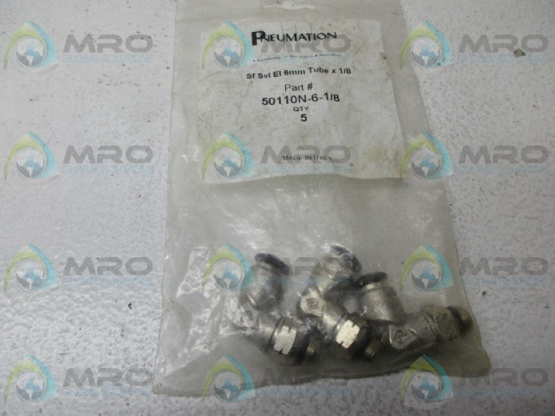 PNEUMATION 50110N-6-1/8 SWIVEL ELBOW FITTING (PKG OF 5) NSMP