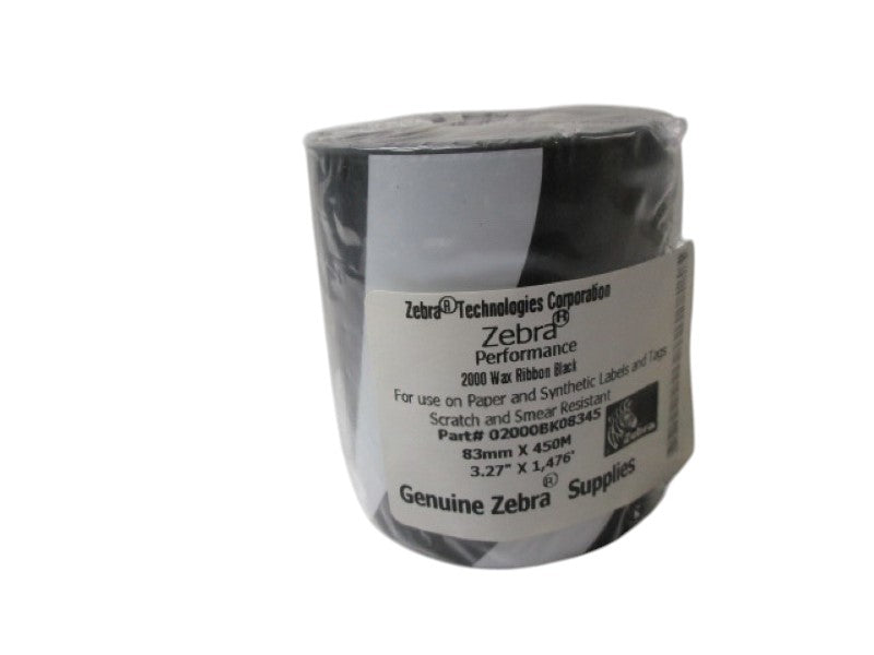 ZEBRA 02000BK08345 BLACK WAX RIBBON  NSMP
