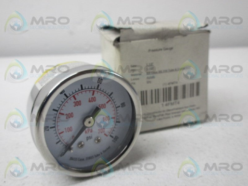 GRAINGER 4FMT4 PRESSURE GAUGE 0-100 PSI 0-700 KPA NSMP
