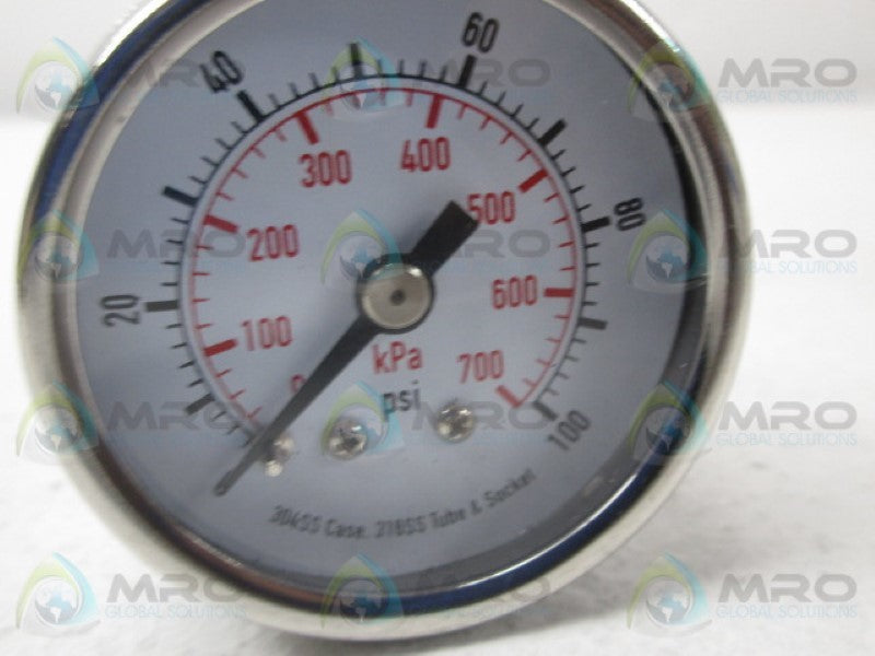 GRAINGER 4FMT4 PRESSURE GAUGE 0-100 PSI 0-700 KPA NSMP