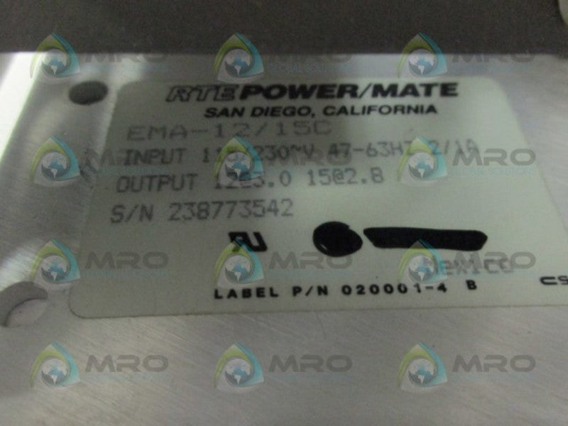 RTE POWERMATE EMA-12/15C  POWER SUPPLY NSNP