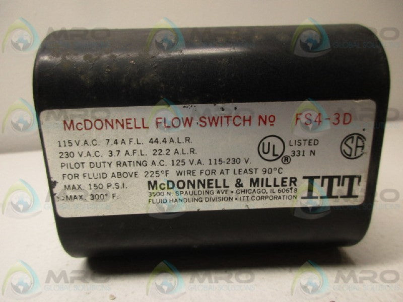 MCDONNELL & MILLER FS4-3D FLOW SWITCH  NSNP