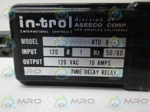 INTERNATIONAL CONTROLS 30RTDB-1 TIME DELAY RELAY 30 SEC.  UNMP
