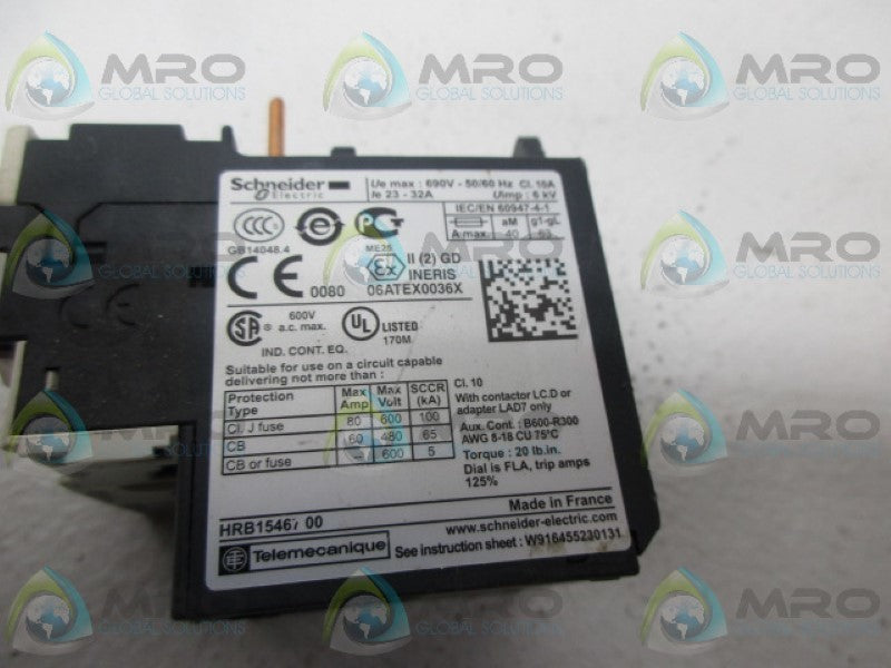 SCHNEIDER LRD32 OVERLOAD RELAY 23-32A  UNMP