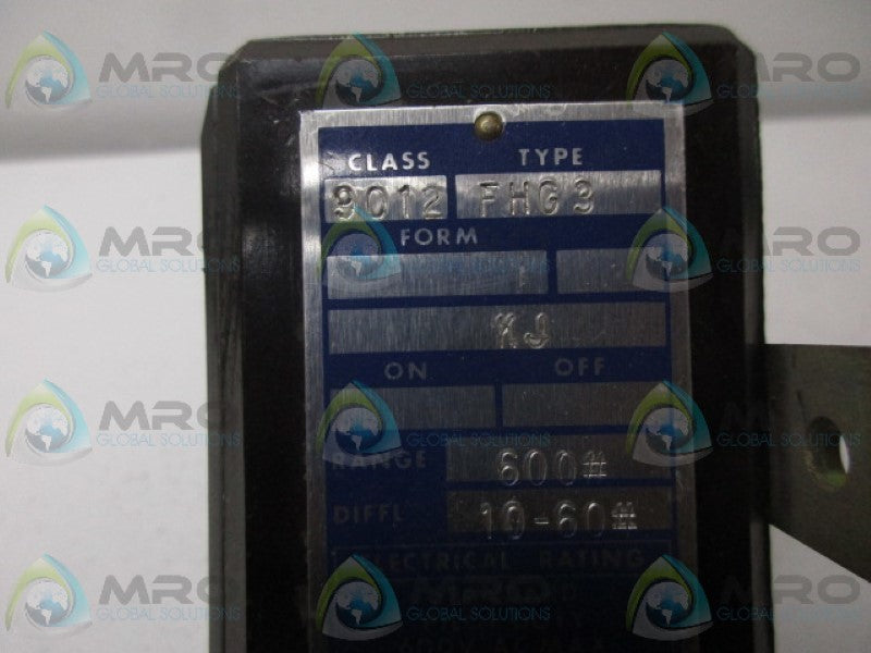 SQUARE D 9012-FHG3 DIFFERENTIAL PRESSURE SWITCH 600 PSI  UNMP