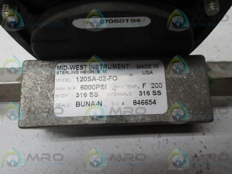 MID-WEST 120SA-02-FO PRESSURE GAUGE 0-15 PSID  UNMP