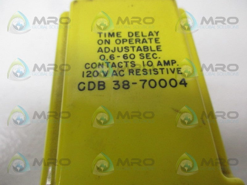 POTTER & BRUMFIELD CDB-38-70004 TIME DELAY RELAY 0.6-6 SEC. 120/120VAC  UNMP