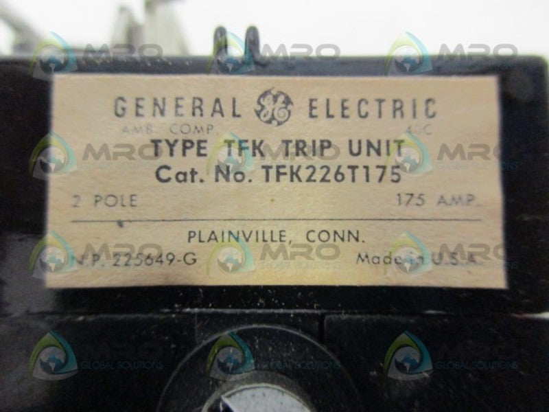 GENERAL ELECTRIC TFK226T225 2POLE 225AMP TRIP UNIT NSMP
