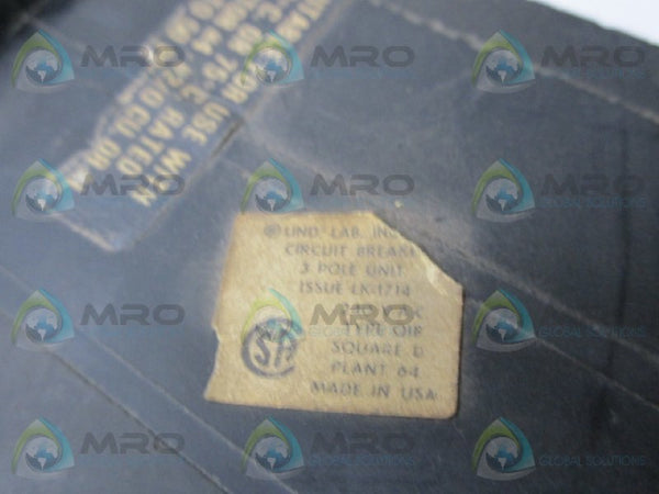 SQUARE D QIB3100 CIRCUIT BREAKER 100A  UNMP