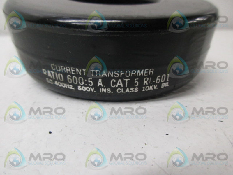 BROWNELL ELECTRO 5RL-601 CURRENT TRANSFORMER RATIO 600:5  NSNP