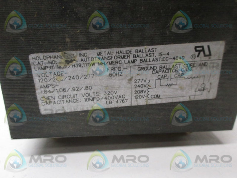 HOLOPHANE 75WMH LIGHT ING BALLAST  UNMP
