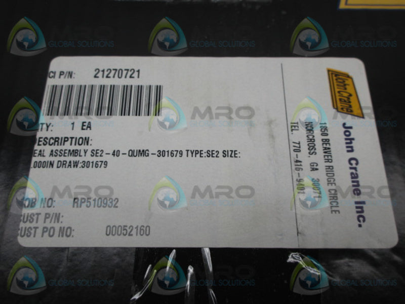 JOHN CRANE SAFEMATIC 21270721 SE2-40-QUMG-301679 SEAL ASSEMBLY  NSMP