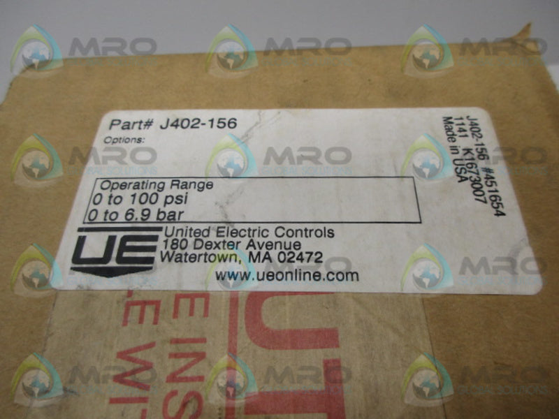 UNITED ELECTRIC J402-156  PRESSURE SWITCH  NSFS