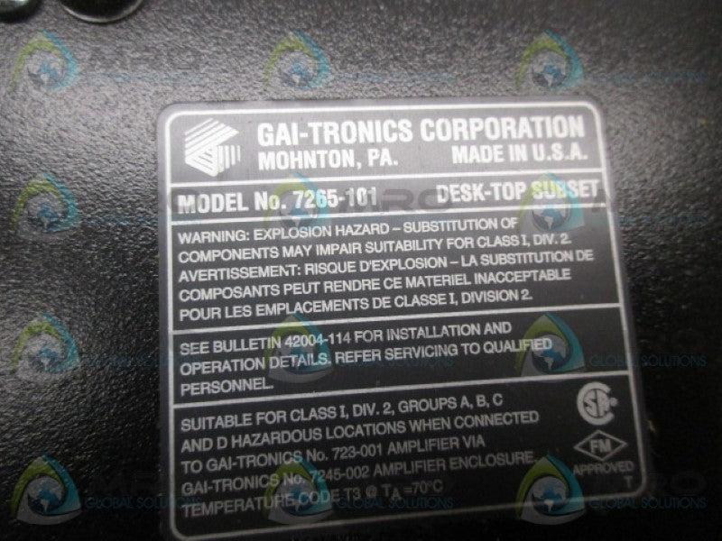 GAI-TRONICS 7265-101 PAGE PARTY LINE COMMUNICATION  NSMP