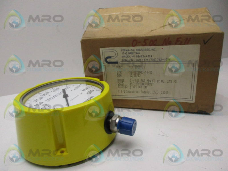 PERMA-CAL 121TID20Y23 PRESSURE GAUGE 0-500 PSI  NSMP
