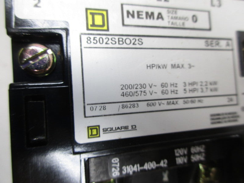 SQUARE D 8502SB02V02S NEMA 0 CONTACTOR  NSMP