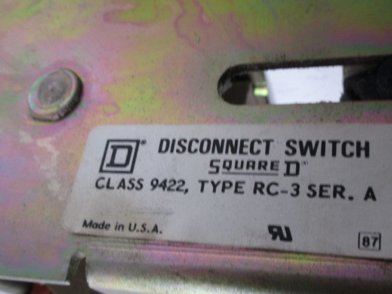 SQUARE D 9422-RC-3 DISCONNECT SWITCH  UNMP