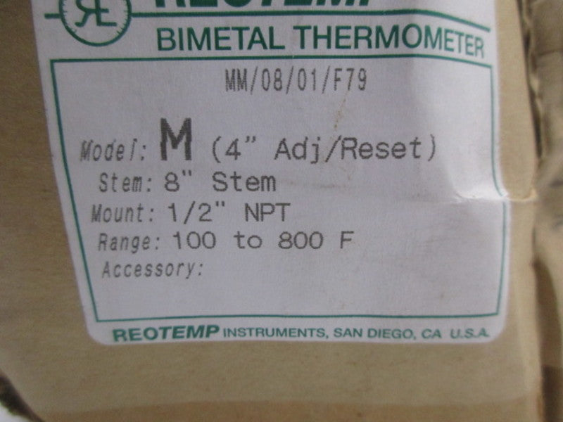 REOTEMP MM/08/01/F79 BIMETAL THERMOMETER  NSMP