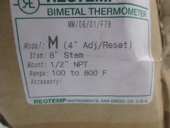 REOTEMP MM/08/01/F79 BIMETAL THERMOMETER  NSMP
