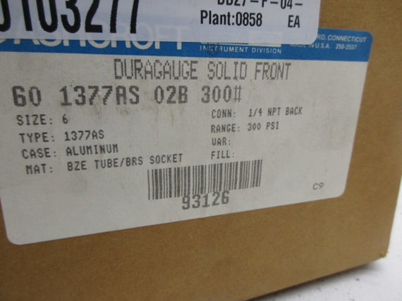 ASHCROFT 601377AS02B-300# PRESSURE GAUGE  NSMP