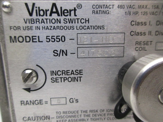 METRIX INSTRUMENTS 5550-121-110 VIBRATION SWITCH  UNMP