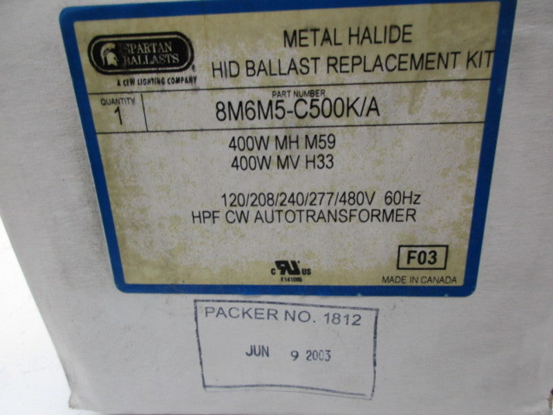SPARTAN BALLASTS 8M6M5-C500K/A BALLAST REPLACMENT KIT  NSFS