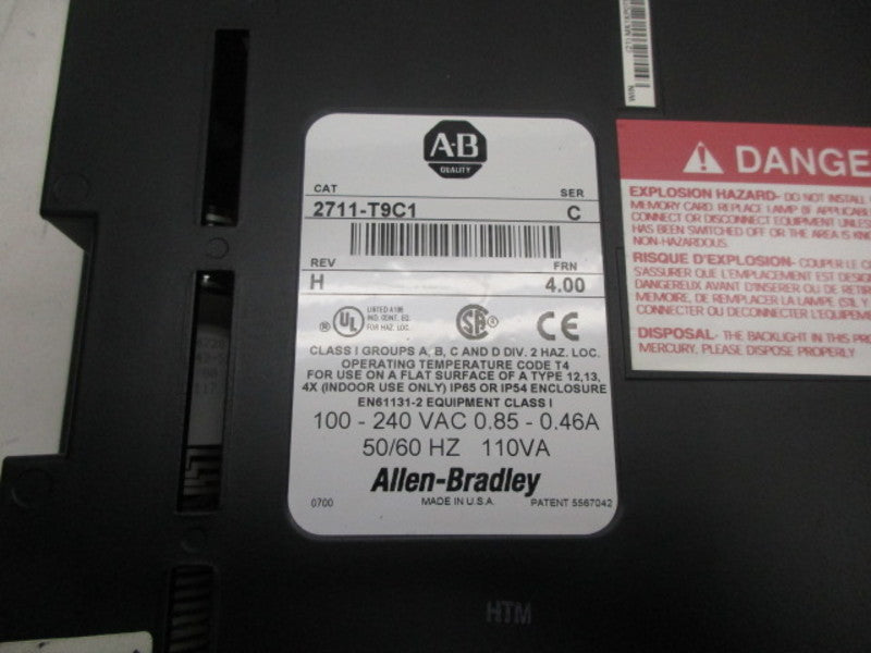 INDUSTRIAL SPARE PART PANELVIEW 900 2711-T9C1 SER. C F/W 4.00 (REPAIRED)  NSMP