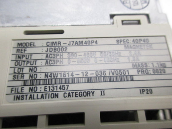 YASKAWA CIMR-J7AM40P4 FREQUENCEY DRIVE  UNMP