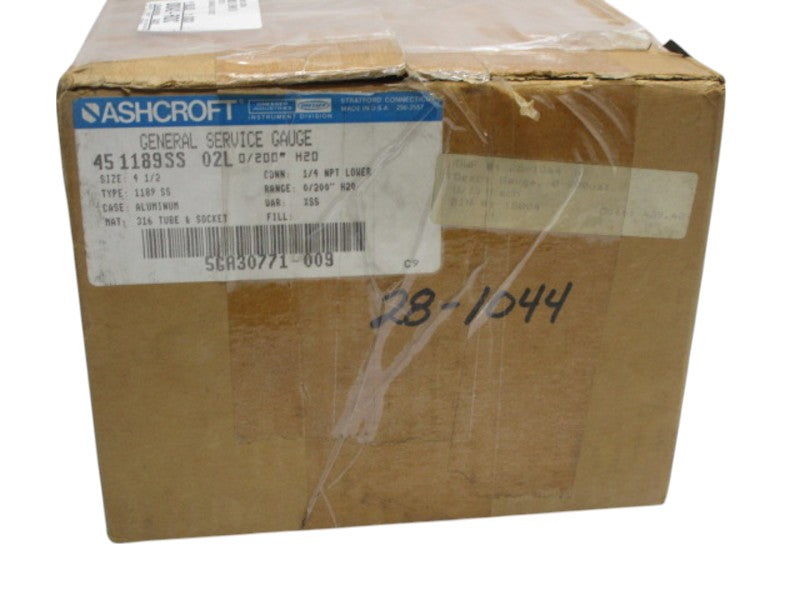 ASHCROFT 451189SS02L-200# DURAGUGE 0-200" WC  NSMP