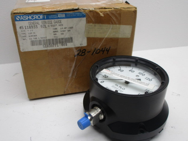 ASHCROFT 451189SS02L-200# DURAGUGE 0-200" WC  NSMP
