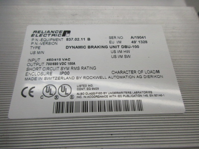 RELIANCE 837.02.11 B DYNAMIC BRAKING UNIT NSNP