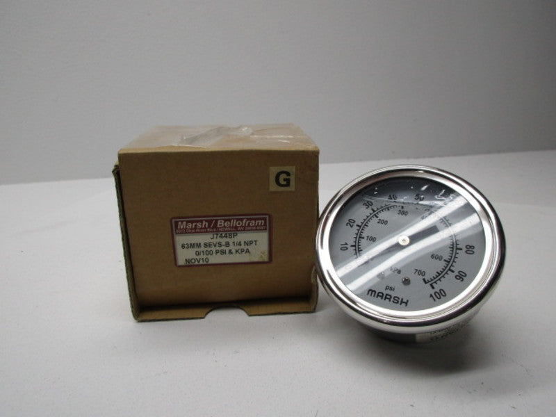 MARSH/BELLOFRAM J7448P PRESSURE GAUGE 0-100 PSI  NSMP