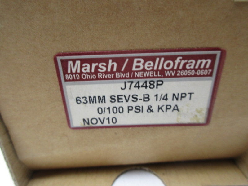 MARSH/BELLOFRAM J7448P PRESSURE GAUGE 0-100 PSI  NSMP