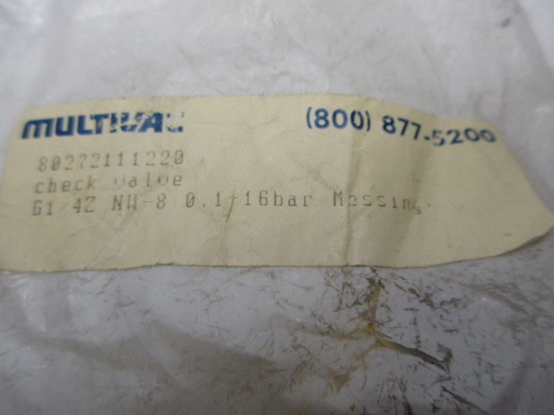MULTIVAC 80272111220 CHECK VALVE  NSNP