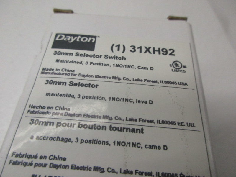 DAYTON 31XH92 SELECTOR SWITCH  NSMP